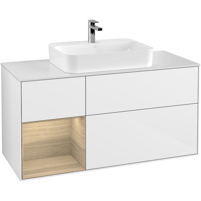Tvättställsskåp Villeroy & Boch Finion med 3 Lådor Hylla och Bänkskiva för Ytmonterat Tvättställ
