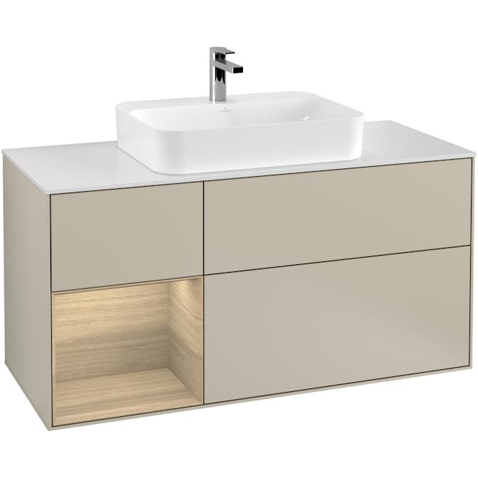 Tvättställsskåp Villeroy & Boch Finion med 3 Lådor Hylla och Bänkskiva för Ytmonterat Tvättställ