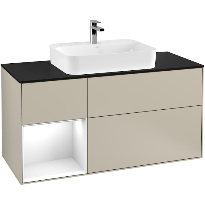 Tvättställsskåp Villeroy & Boch Finion med 3 Lådor Hylla och Bänkskiva för Ytmonterat Tvättställ