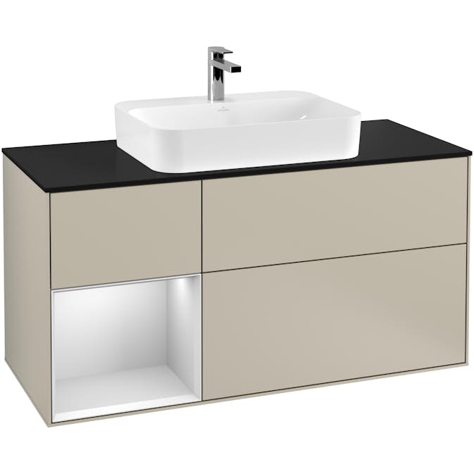 Tvättställsskåp Villeroy & Boch Finion med 3 Lådor Hylla och Bänkskiva för Ytmonterat Tvättställ