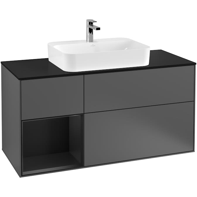 Tvättställsskåp Villeroy & Boch Finion med 3 Lådor Hylla och Bänkskiva för Ytmonterat Tvättställ