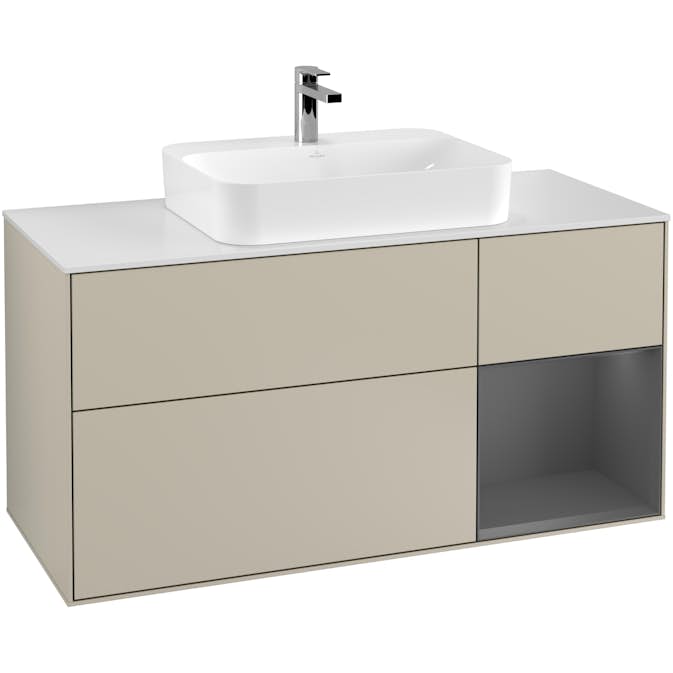 Tvättställsskåp Villeroy & Boch Finion med 3 Lådor Hylla och Bänkskiva för Ytmonterat Tvättställ