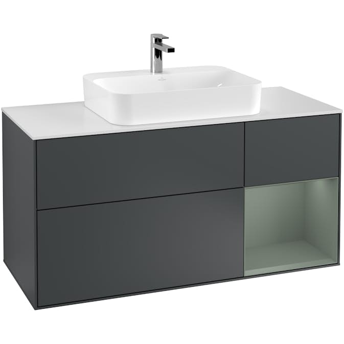 Tvättställsskåp Villeroy & Boch Finion med 3 Lådor Hylla och Bänkskiva för Ytmonterat Tvättställ
