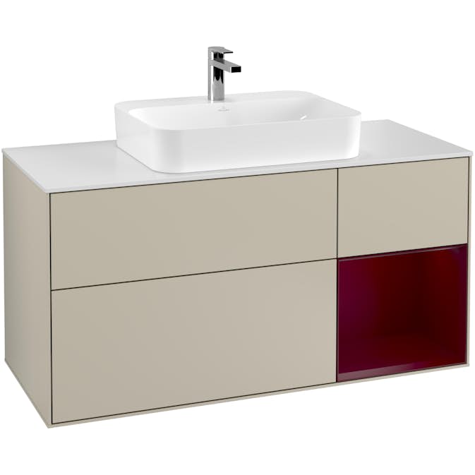 Tvättställsskåp Villeroy & Boch Finion med 3 Lådor Hylla och Bänkskiva för Ytmonterat Tvättställ