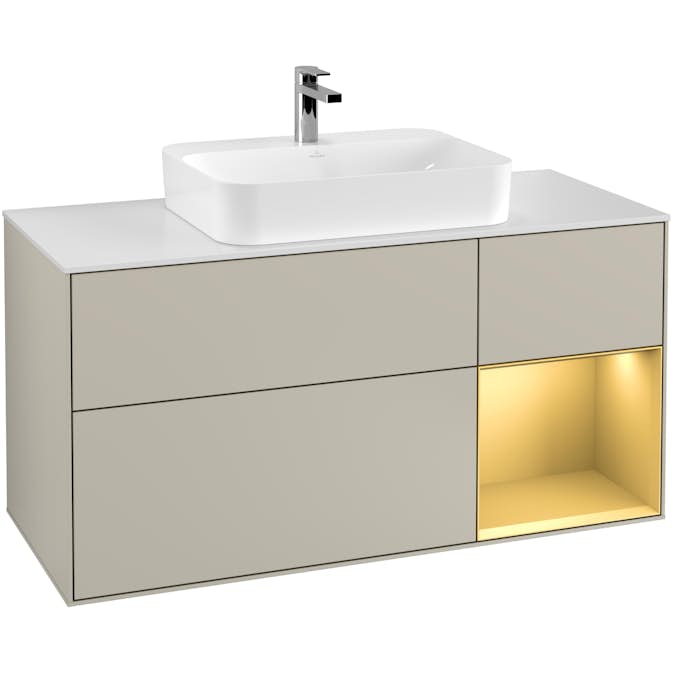 Tvättställsskåp Villeroy & Boch Finion med 3 Lådor Hylla och Bänkskiva för Ytmonterat Tvättställ
