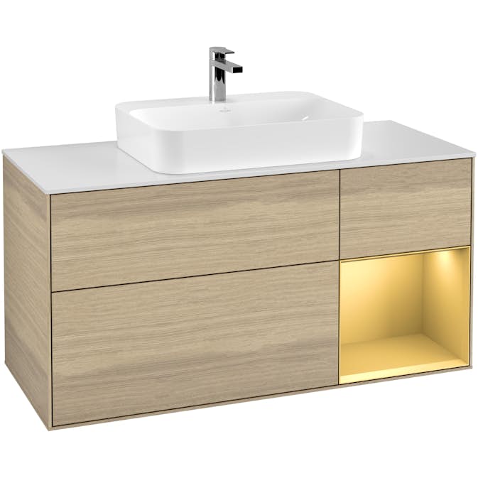 Tvättställsskåp Villeroy & Boch Finion med 3 Lådor Hylla och Bänkskiva för Ytmonterat Tvättställ