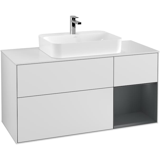 Tvättställsskåp Villeroy & Boch Finion med 3 Lådor Hylla och Bänkskiva för Ytmonterat Tvättställ