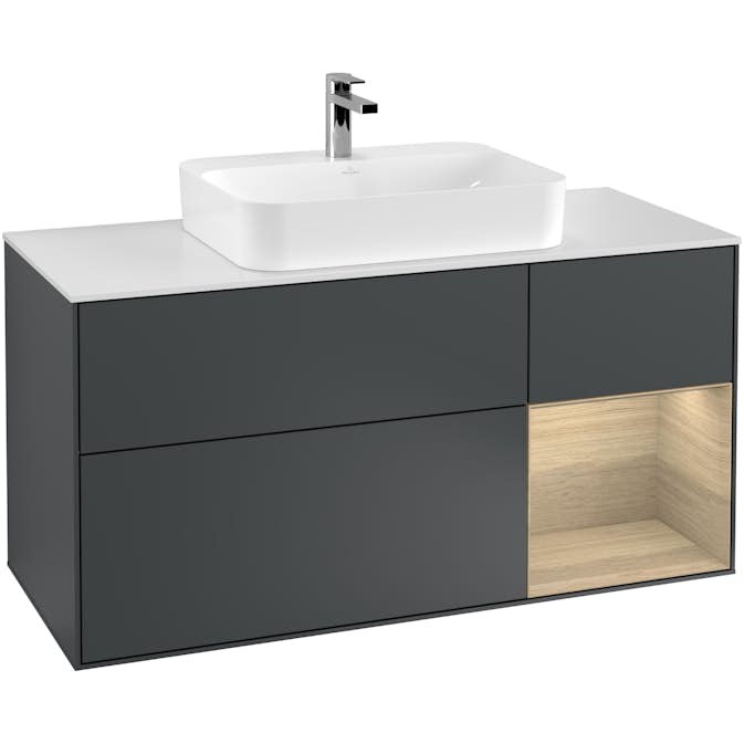 Tvättställsskåp Villeroy & Boch Finion med 3 Lådor Hylla och Bänkskiva för Ytmonterat Tvättställ