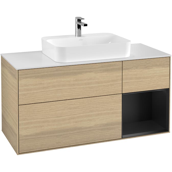 Tvättställsskåp Villeroy & Boch Finion med 3 Lådor Hylla och Bänkskiva för Ytmonterat Tvättställ