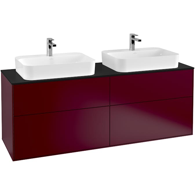Tvättställsskåp Villeroy & Boch Finion med 4 Lådor och Bänkskiva för Två Ytmonterade Tvättställ