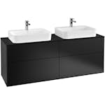 Tvättställsskåp Villeroy & Boch Finion med 4 Lådor och Bänkskiva för Två Ytmonterade Tvättställ