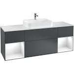 Tvättställsskåp Villeroy & Boch Finion med Två Hyllor och Bänkskiva för Ytmonterat Tvättställ