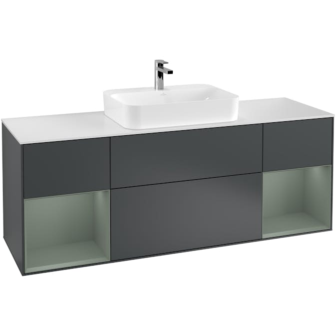 Tvättställsskåp Villeroy & Boch Finion med Två Hyllor och Bänkskiva för Ytmonterat Tvättställ