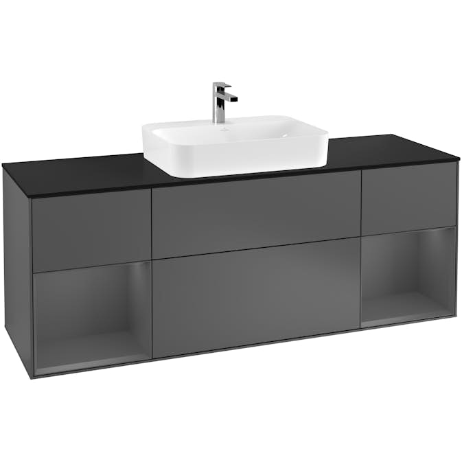 Tvättställsskåp Villeroy & Boch Finion med Två Hyllor och Bänkskiva för Ytmonterat Tvättställ