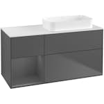 Tvättställsskåp Villeroy & Boch Finion med 3 Lådor Hylla och Bänkskiva för Ocentrerat Fristående Tvättställ