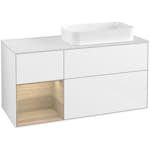 Tvättställsskåp Villeroy & Boch Finion med 3 Lådor Hylla och Bänkskiva för Ocentrerat Fristående Tvättställ
