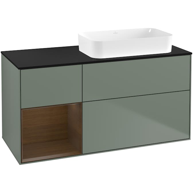 Tvättställsskåp Villeroy & Boch Finion med 3 Lådor Hylla och Bänkskiva för Ocentrerat Fristående Tvättställ