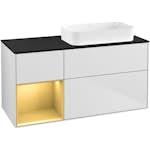 Tvättställsskåp Villeroy & Boch Finion med 3 Lådor Hylla och Bänkskiva för Ocentrerat Fristående Tvättställ