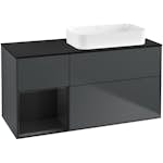Tvättställsskåp Villeroy & Boch Finion med 3 Lådor Hylla och Bänkskiva för Ocentrerat Fristående Tvättställ