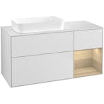 Tvättställsskåp Villeroy & Boch Finion med 3 Lådor Hylla och Bänkskiva för Ocentrerat Fristående Tvättställ