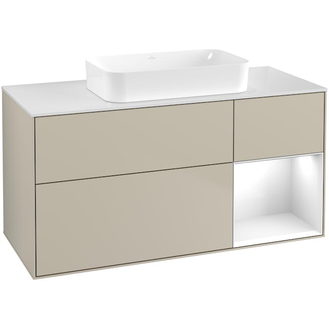 Tvättställsskåp Villeroy & Boch Finion med 3 Lådor Hylla och Bänkskiva för Fristående Tvättställ