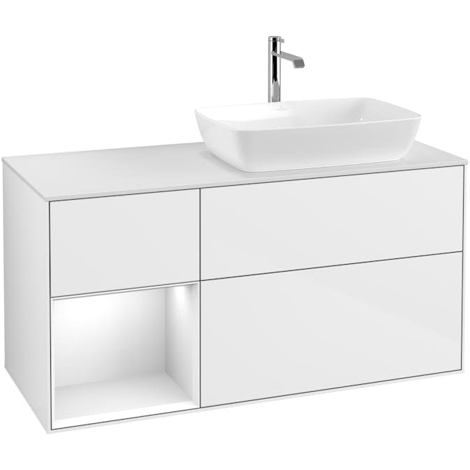 Tvättställsskåp Villeroy & Boch Finion med 3 Lådor Hylla och Bänkskiva för Ocentrerat Tvättställ från Artis & Collaro