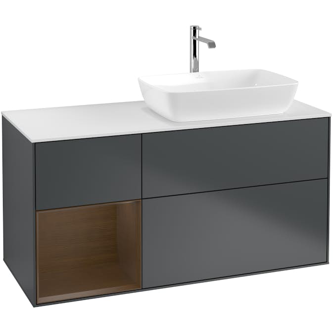 Tvättställsskåp Villeroy & Boch Finion med 3 Lådor Hylla och Bänkskiva för Ocentrerat Tvättställ från Artis & Collaro
