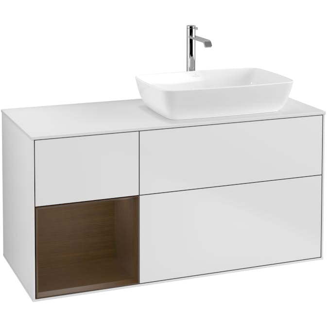 Tvättställsskåp Villeroy & Boch Finion med 3 Lådor Hylla och Bänkskiva för Ocentrerat Tvättställ från Artis & Collaro