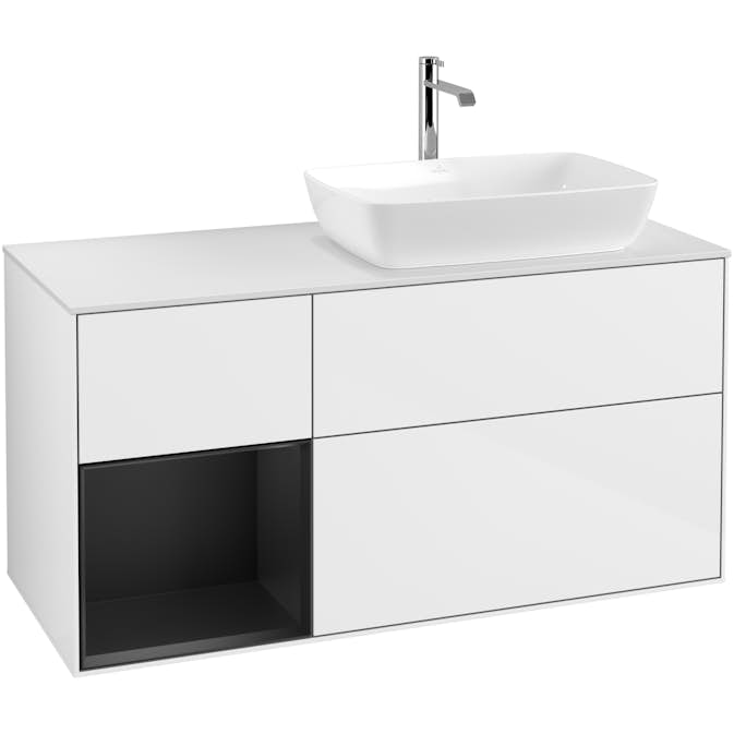 Tvättställsskåp Villeroy & Boch Finion med 3 Lådor Hylla och Bänkskiva för Ocentrerat Tvättställ från Artis & Collaro