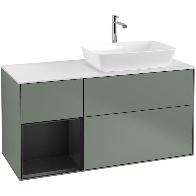 Tvättställsskåp Villeroy & Boch Finion med 3 Lådor Hylla och Bänkskiva för Ocentrerat Tvättställ från Artis & Collaro