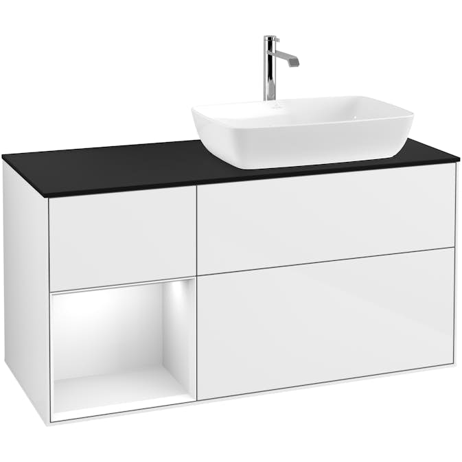 Tvättställsskåp Villeroy & Boch Finion med 3 Lådor Hylla och Bänkskiva för Ocentrerat Tvättställ från Artis & Collaro