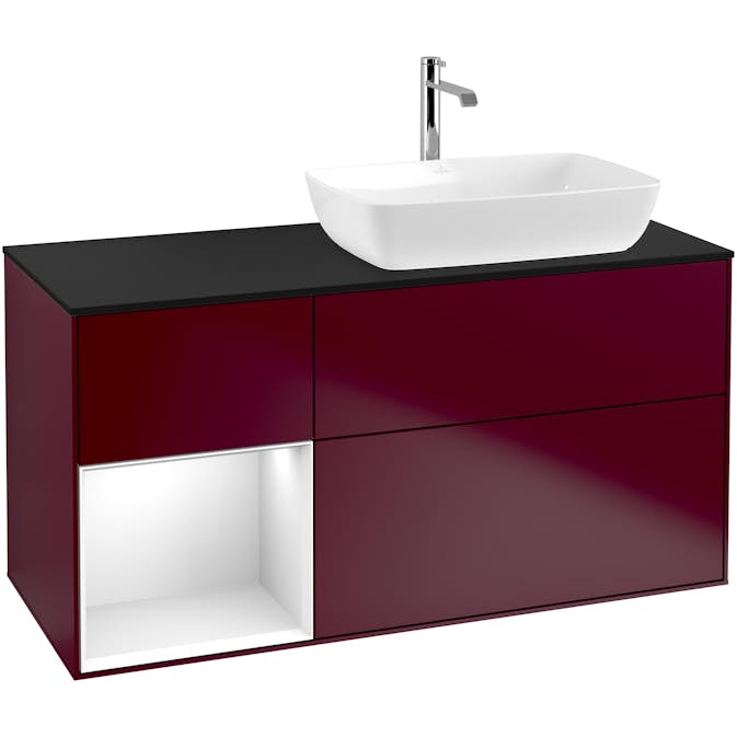 Tvättställsskåp Villeroy & Boch Finion med 3 Lådor Hylla och Bänkskiva för Ocentrerat Tvättställ från Artis & Collaro