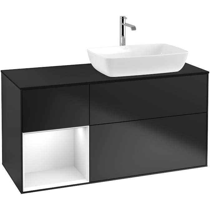 Tvättställsskåp Villeroy & Boch Finion med 3 Lådor Hylla och Bänkskiva för Ocentrerat Tvättställ från Artis & Collaro