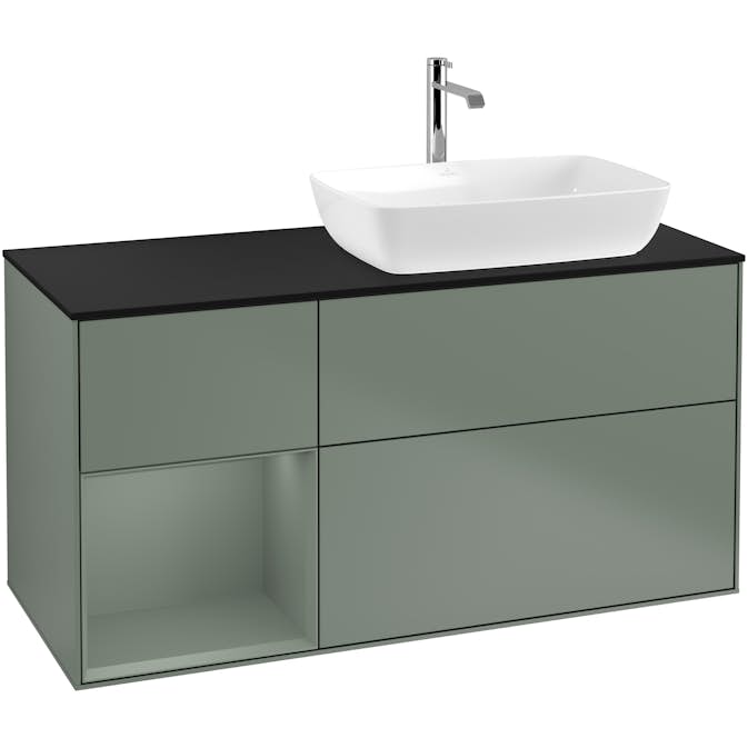 Tvättställsskåp Villeroy & Boch Finion med 3 Lådor Hylla och Bänkskiva för Ocentrerat Tvättställ från Artis & Collaro
