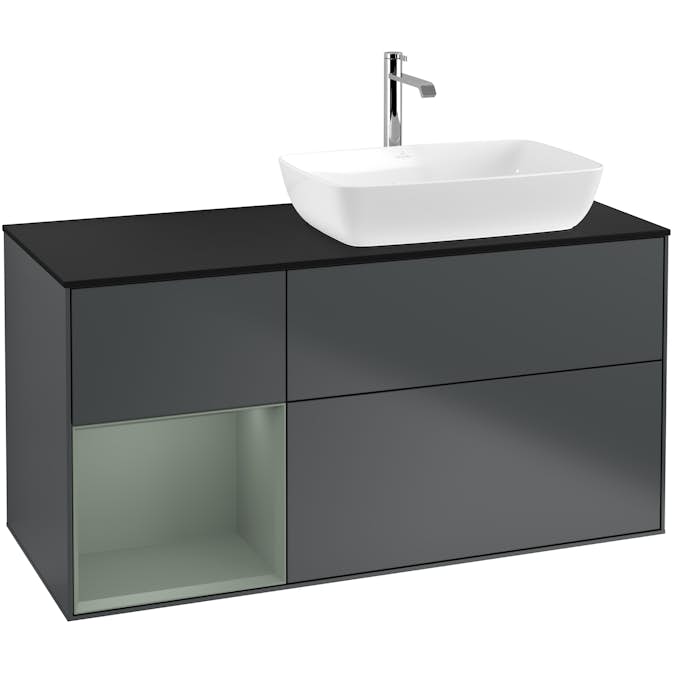 Tvättställsskåp Villeroy & Boch Finion med 3 Lådor Hylla och Bänkskiva för Ocentrerat Tvättställ från Artis & Collaro