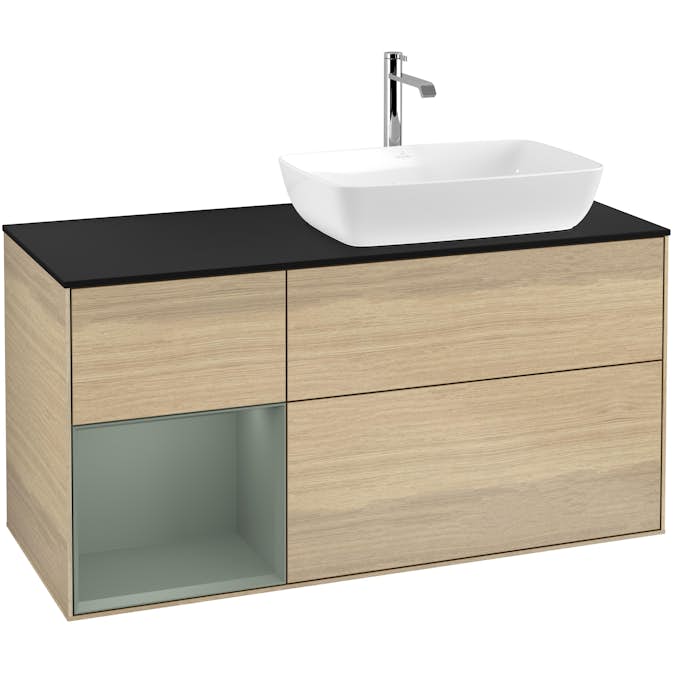 Tvättställsskåp Villeroy & Boch Finion med 3 Lådor Hylla och Bänkskiva för Ocentrerat Tvättställ från Artis & Collaro