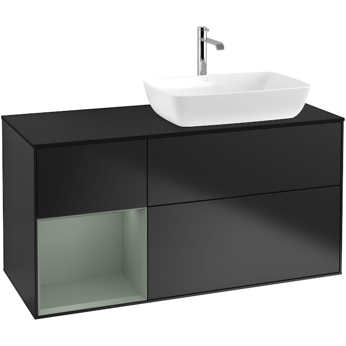 Tvättställsskåp Villeroy & Boch Finion med 3 Lådor Hylla och Bänkskiva för Ocentrerat Tvättställ från Artis & Collaro