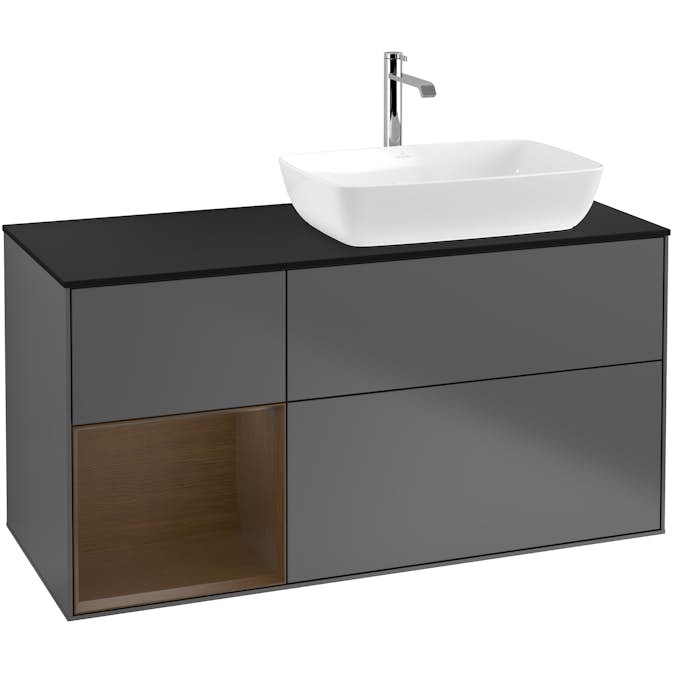 Tvättställsskåp Villeroy & Boch Finion med 3 Lådor Hylla och Bänkskiva för Ocentrerat Tvättställ från Artis & Collaro