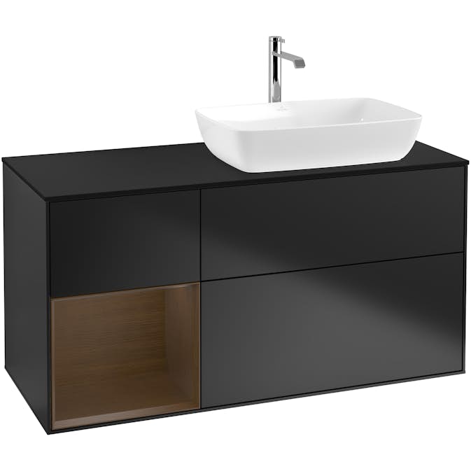 Tvättställsskåp Villeroy & Boch Finion med 3 Lådor Hylla och Bänkskiva för Ocentrerat Tvättställ från Artis & Collaro