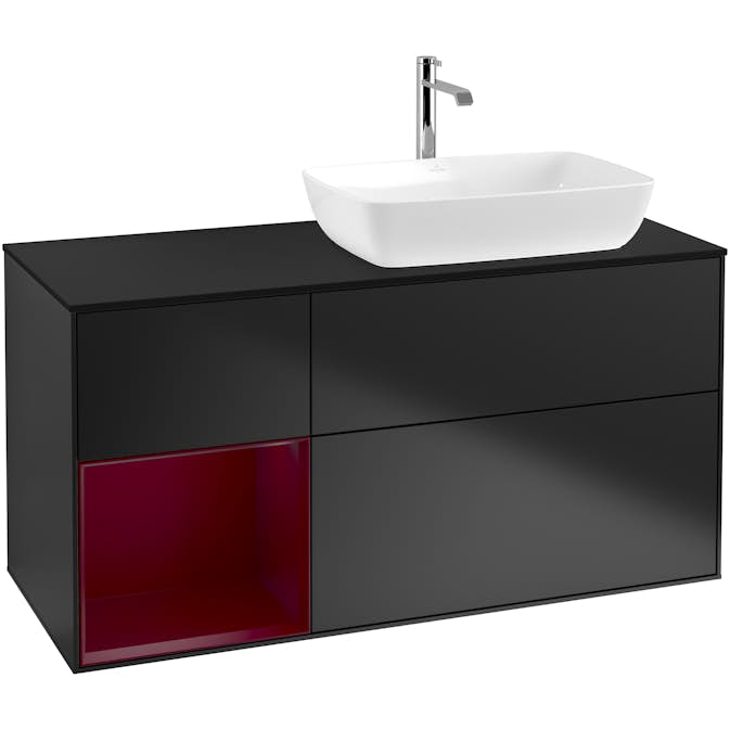 Tvättställsskåp Villeroy & Boch Finion med 3 Lådor Hylla och Bänkskiva för Ocentrerat Tvättställ från Artis & Collaro