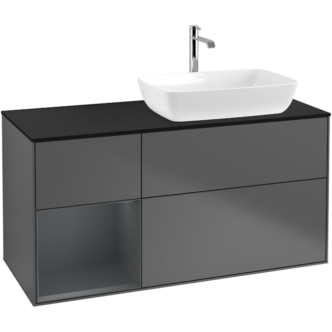 Tvättställsskåp Villeroy & Boch Finion med 3 Lådor Hylla och Bänkskiva för Ocentrerat Tvättställ från Artis & Collaro