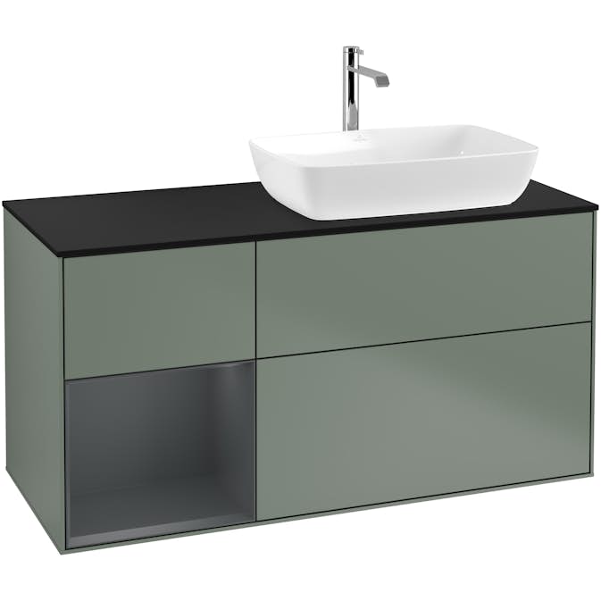 Tvättställsskåp Villeroy & Boch Finion med 3 Lådor Hylla och Bänkskiva för Ocentrerat Tvättställ från Artis & Collaro