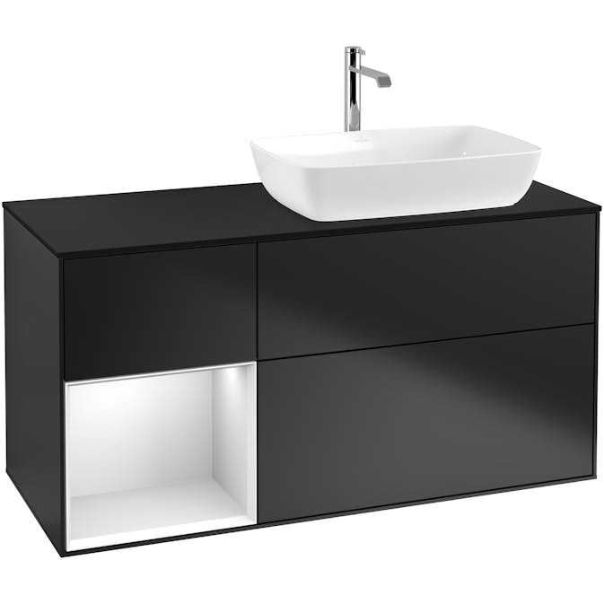 Tvättställsskåp Villeroy & Boch Finion med 3 Lådor Hylla och Bänkskiva för Ocentrerat Tvättställ från Artis & Collaro