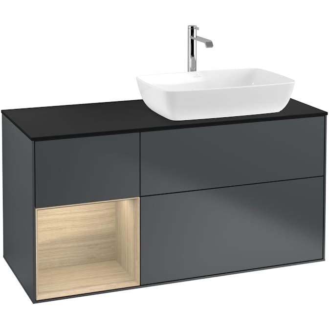 Tvättställsskåp Villeroy & Boch Finion med 3 Lådor Hylla och Bänkskiva för Ocentrerat Tvättställ från Artis & Collaro