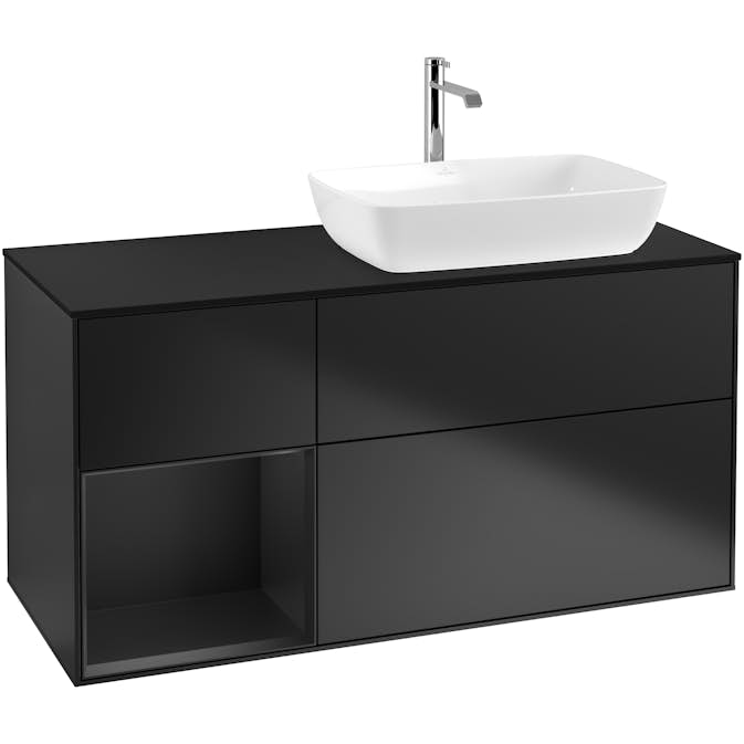 Tvättställsskåp Villeroy & Boch Finion med 3 Lådor Hylla och Bänkskiva för Ocentrerat Tvättställ från Artis & Collaro