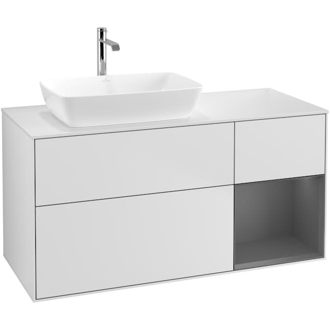 Tvättställsskåp Villeroy & Boch Finion med 3 Lådor Hylla och Bänkskiva för Ocentrerat Tvättställ från Artis & Collaro