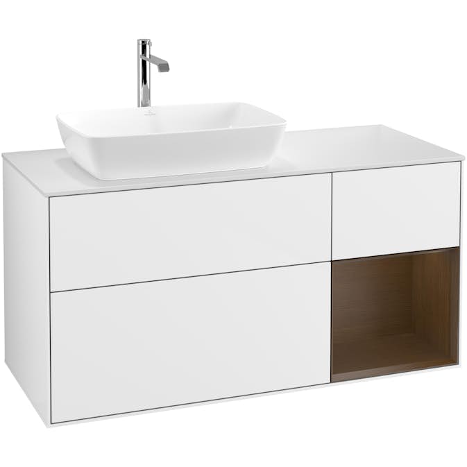 Tvättställsskåp Villeroy & Boch Finion med 3 Lådor Hylla och Bänkskiva för Ocentrerat Tvättställ från Artis & Collaro