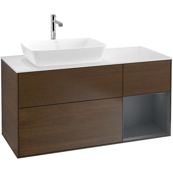 Tvättställsskåp Villeroy & Boch Finion med 3 Lådor Hylla och Bänkskiva för Ocentrerat Tvättställ från Artis & Collaro