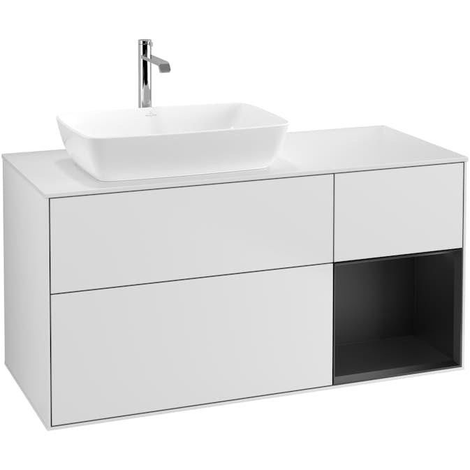 Tvättställsskåp Villeroy & Boch Finion med 3 Lådor Hylla och Bänkskiva för Ocentrerat Tvättställ från Artis & Collaro