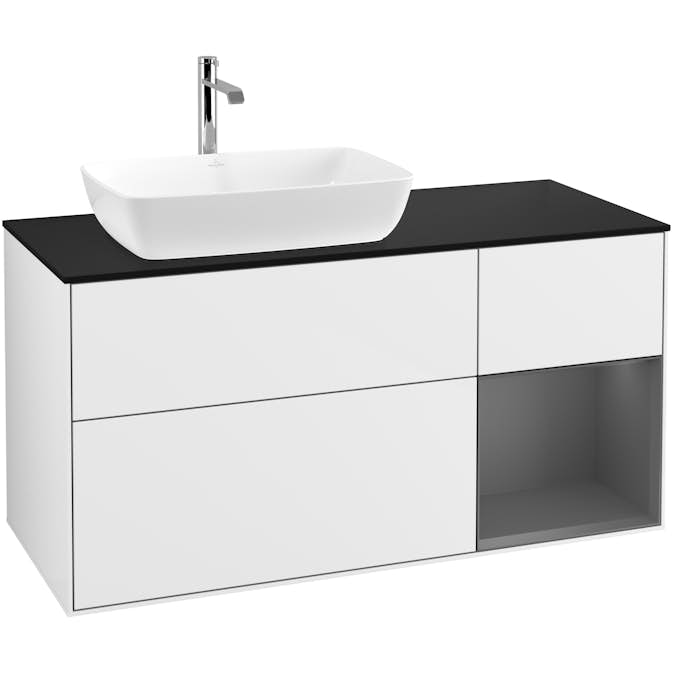 Tvättställsskåp Villeroy & Boch Finion med 3 Lådor Hylla och Bänkskiva för Ocentrerat Tvättställ från Artis & Collaro